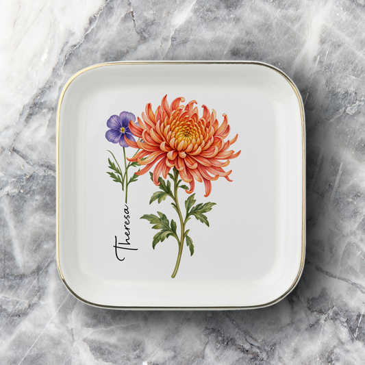 Personalized Daughter Jewelry Dish with Birth Flower