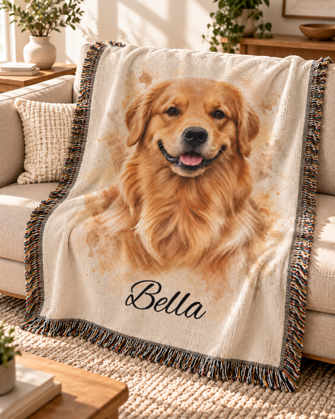 Custom Watercolor Pet Blanket