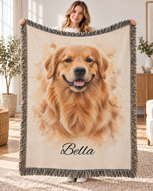 Custom Watercolor Pet Blanket