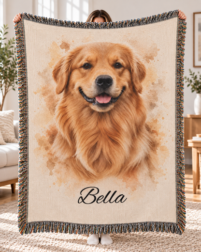 Custom Watercolor Pet Blanket