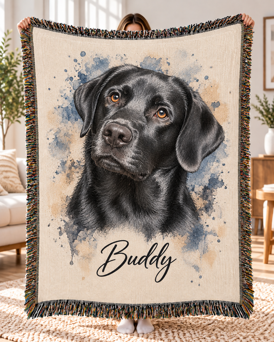 Custom Watercolor Pet Blanket