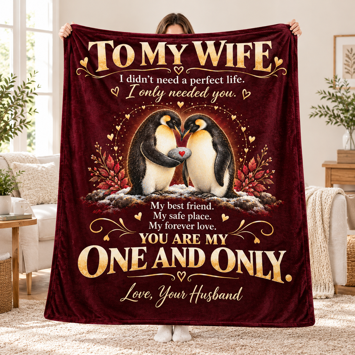 To My Wife – You Are My One and Only Plush Fleece Blanket