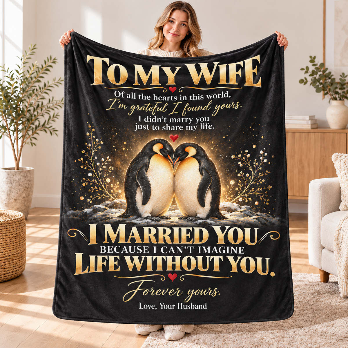 To My Wife – Romantic Love Letter Plush Fleece Blanket | Gift from Husband