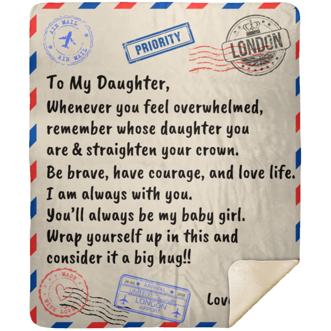 To My Daughter / Blanket From Dad Premium Sherpa Blanket 50x60 (Throw)