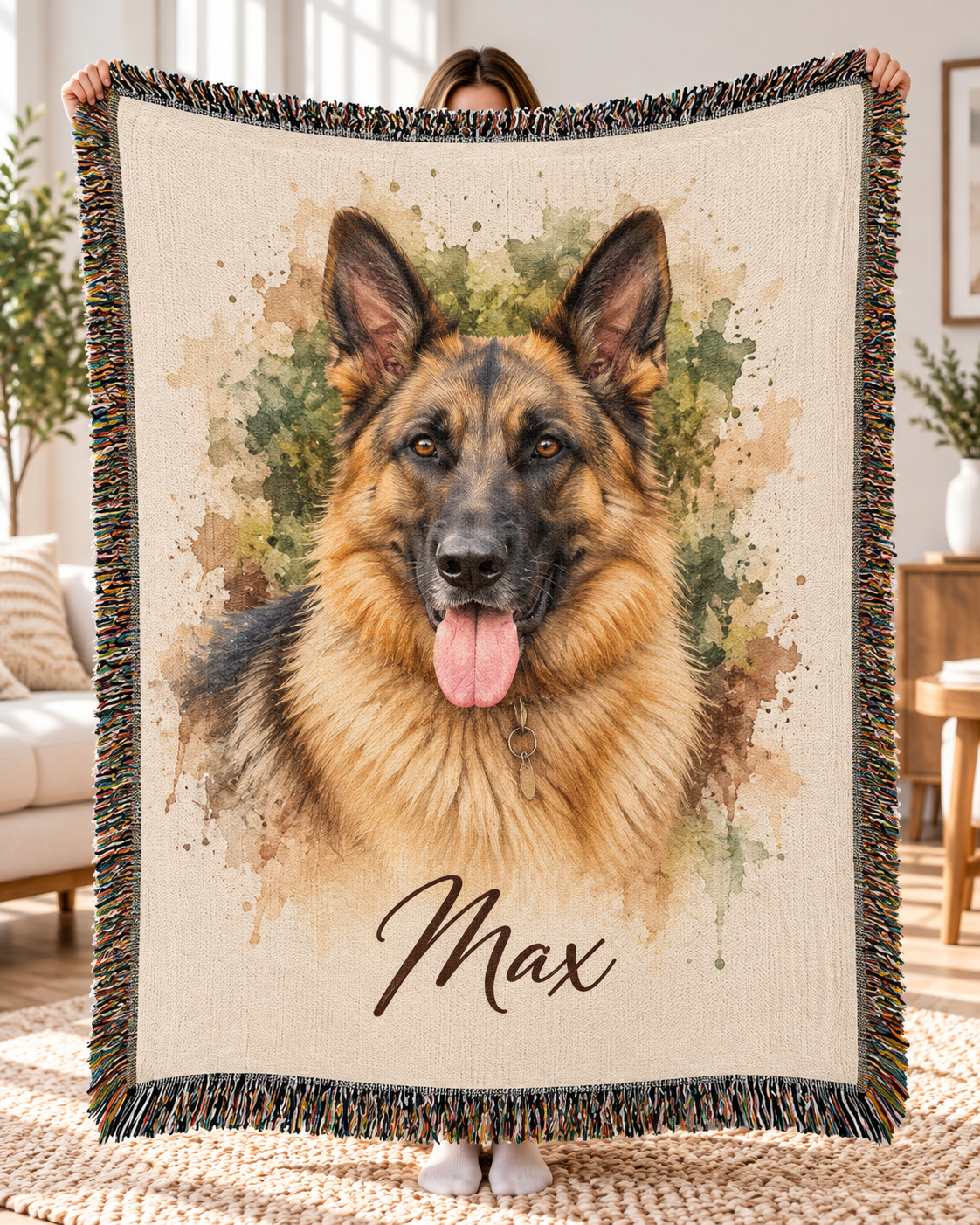 Custom Watercolor Pet Blanket