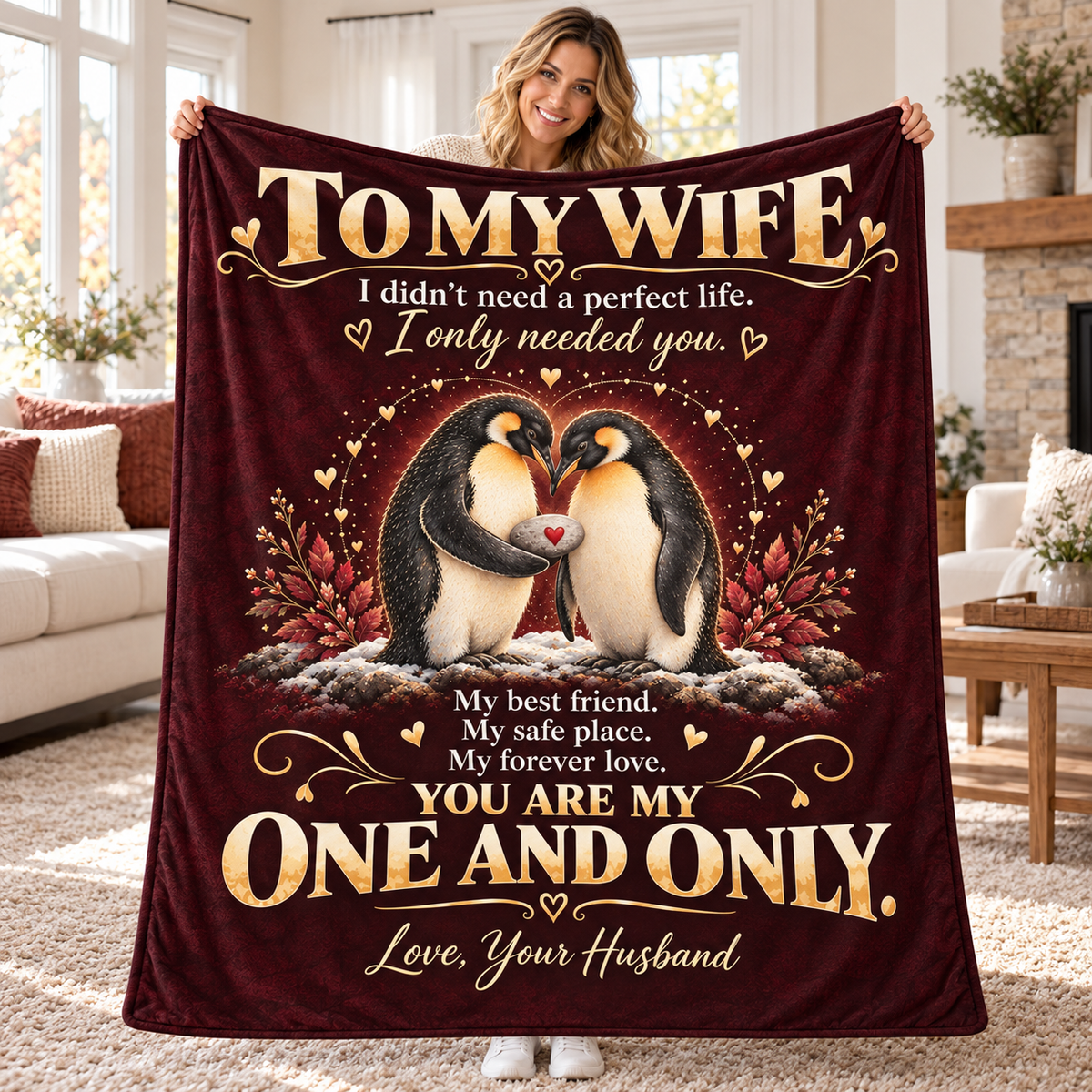 To My Wife – You Are My One and Only Plush Fleece Blanket