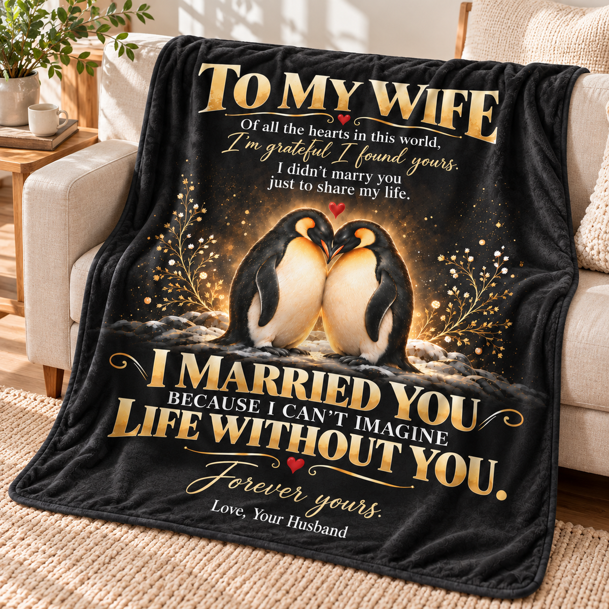To My Wife – Romantic Love Letter Plush Fleece Blanket | Gift from Husband