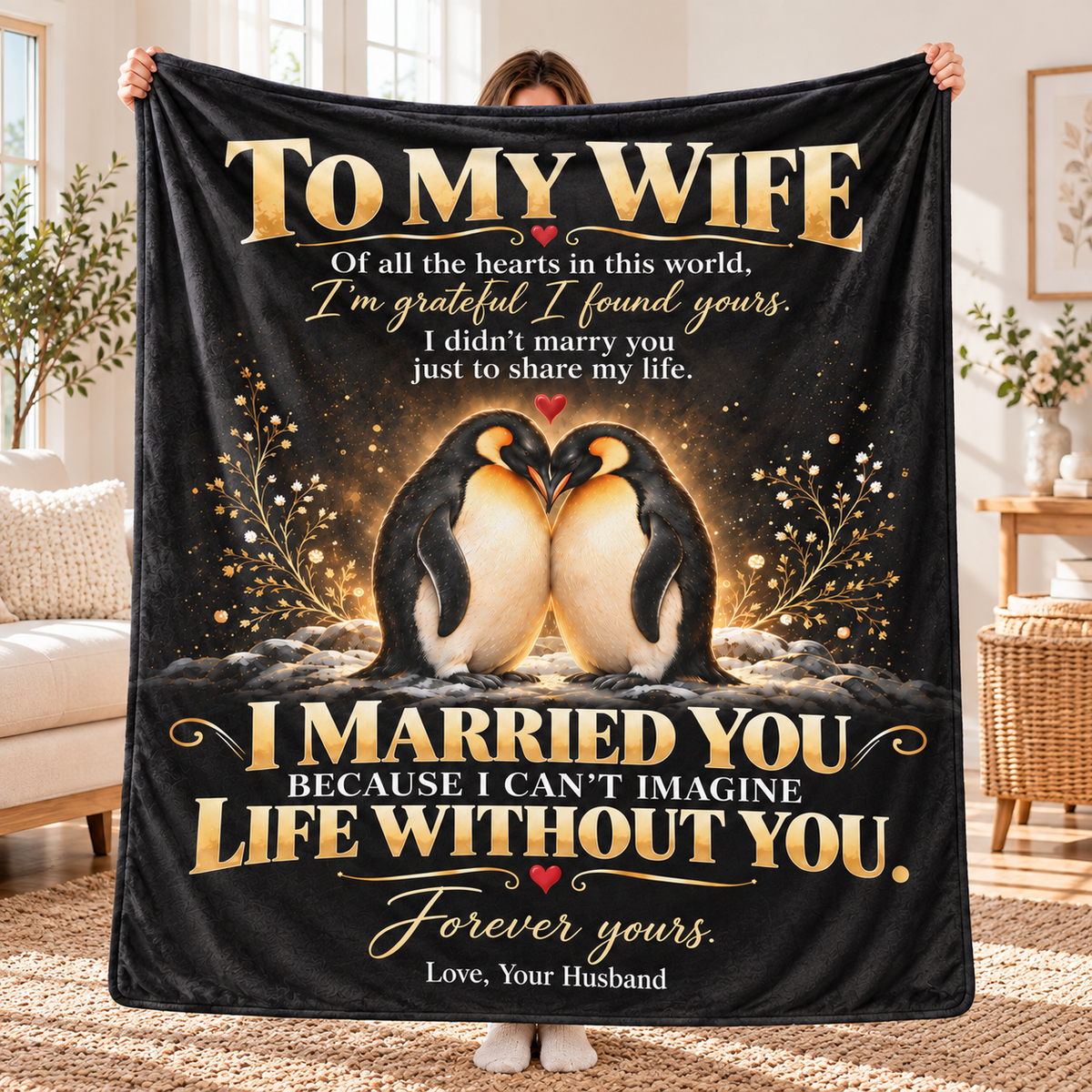 To My Wife – Romantic Love Letter Plush Fleece Blanket | Gift from Husband