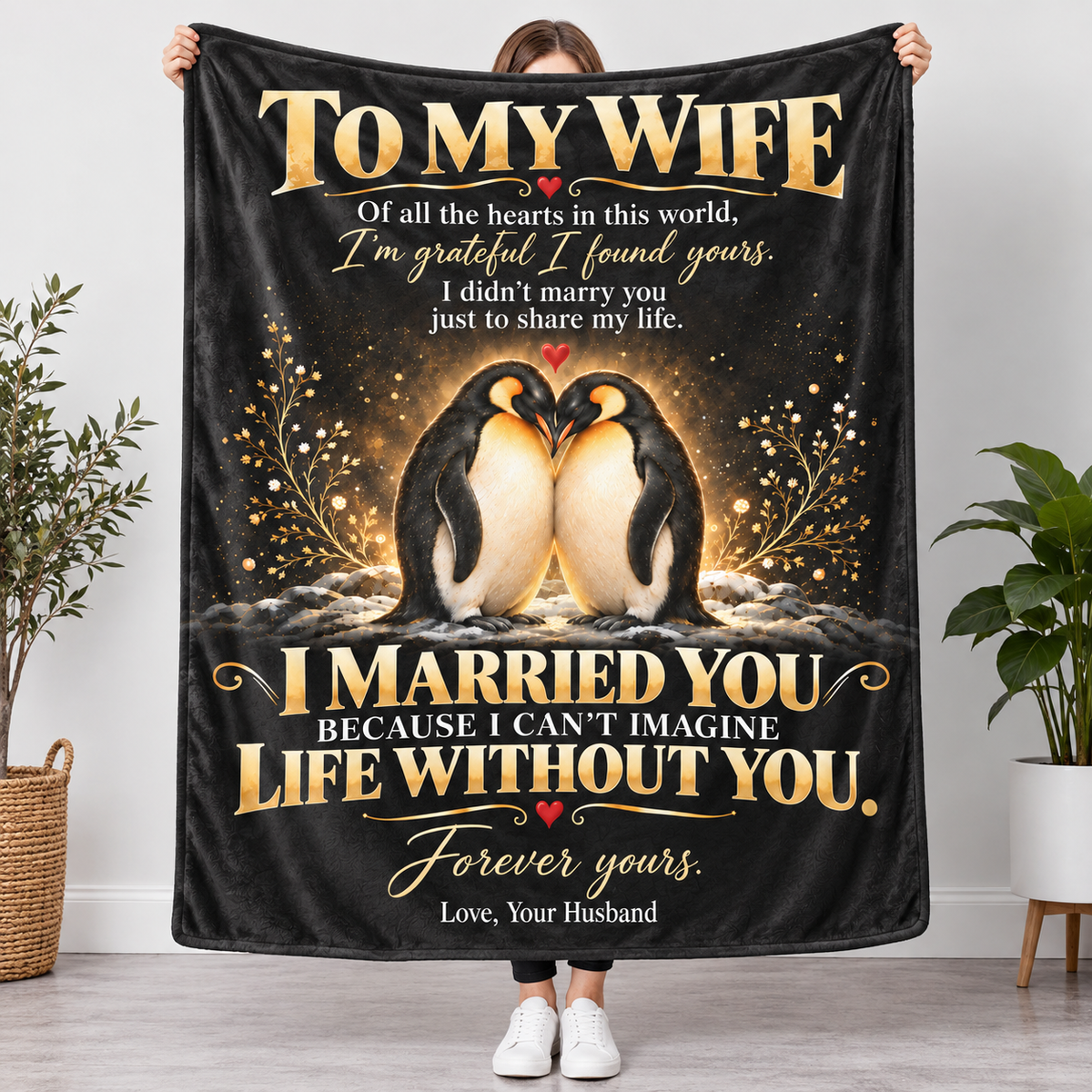 To My Wife – Romantic Love Letter Plush Fleece Blanket | Gift from Husband