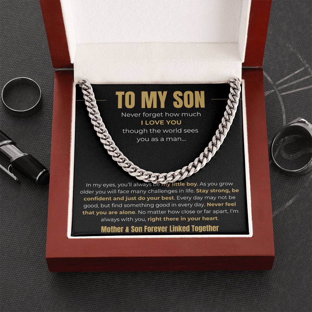 To My Son – “Forever Linked Together” Cuban Link Chain