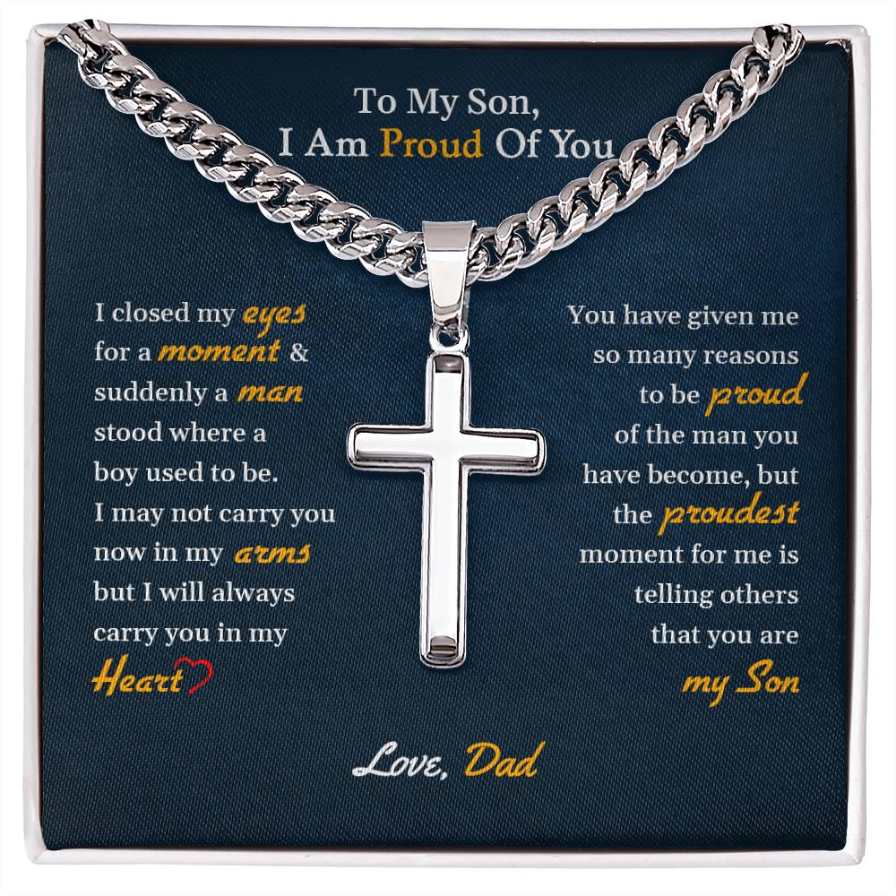 To My Son – “Proud of You” Cuban Link Chain