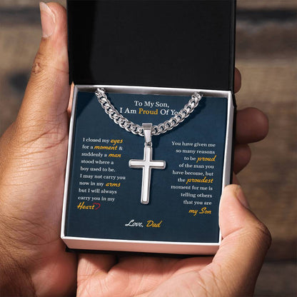 To My Son – “Proud of You” Cuban Link Chain