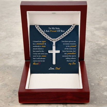 To My Son – “Proud of You” Cuban Link Chain