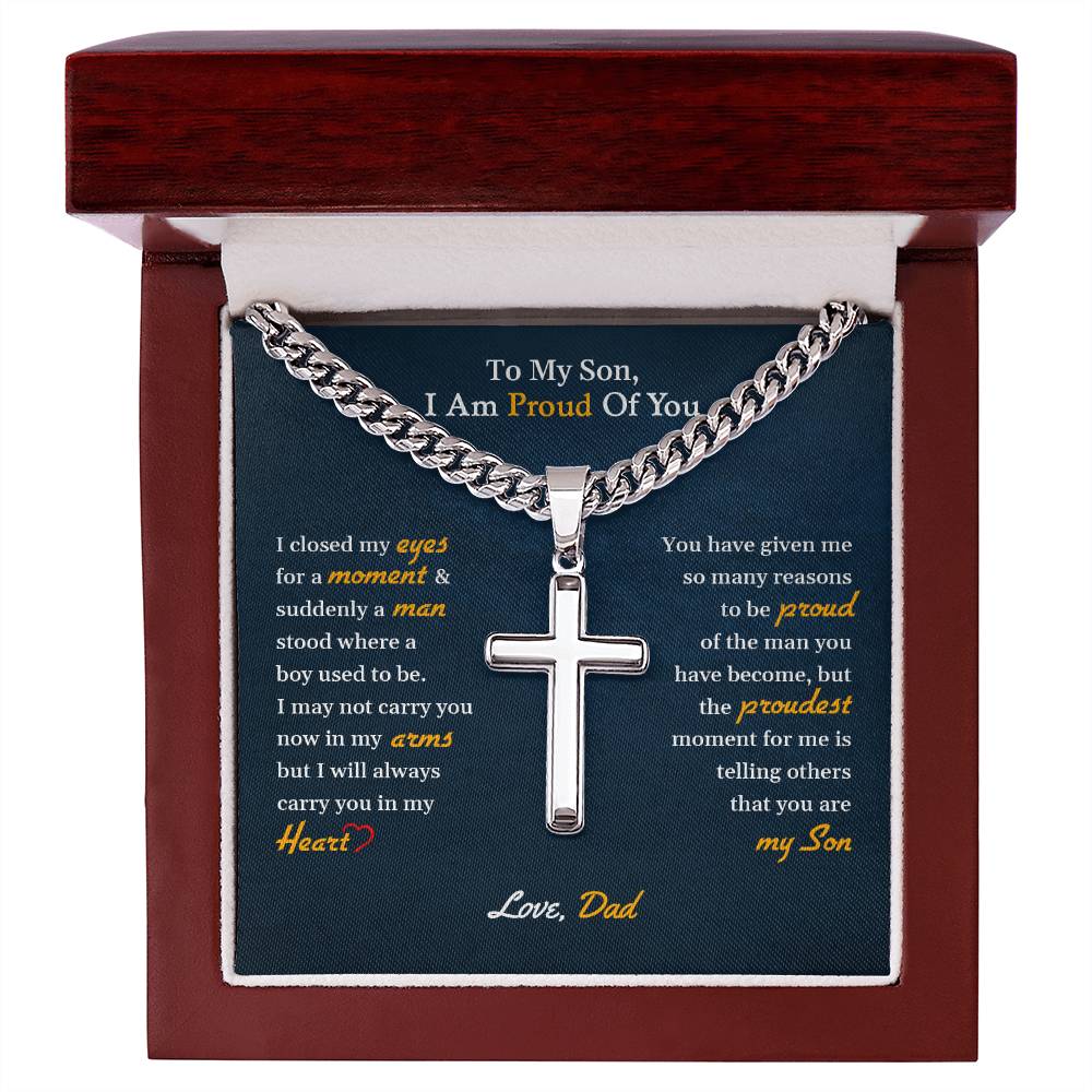 To My Son – “Proud of You” Cuban Link Chain